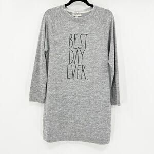 Rae Dunn Women's Gray Best Day Ever Lounge Tunic Sweater Top Size S
